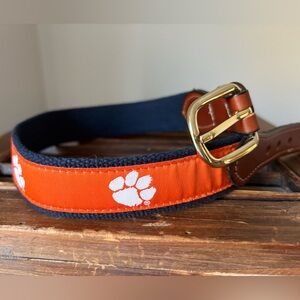 Clemson Boys Orange Paw Print Logo Belt With Navy Webbing Size 20 Waist